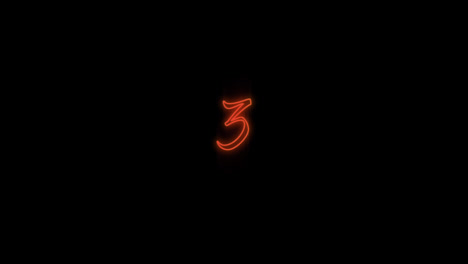 Number-three-appearing-in-red-in-neon-lights-against-black-background