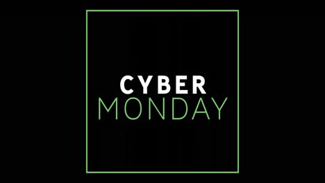White-and-green-Cyber-Monday-text-appearing-against-black-screen-4k