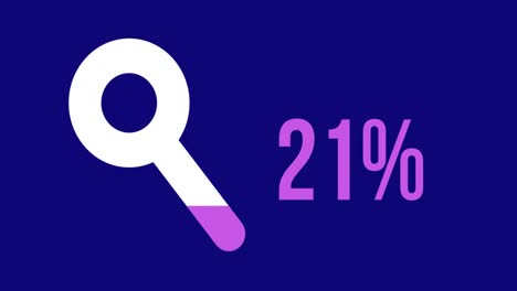 Search-progress-with-magnifying-glass-icon-and-rising-percentage-in-pink-on-blue-background-4k