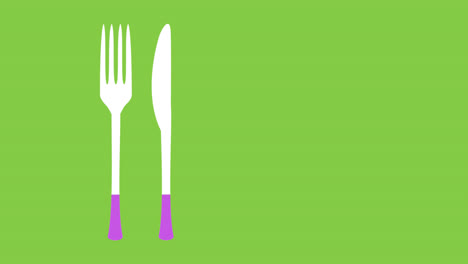 Cutlery-shape-filling-with-colour-on-green-background