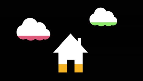 Cloud-and-house-shapes-filling-up-with-colours-4k
