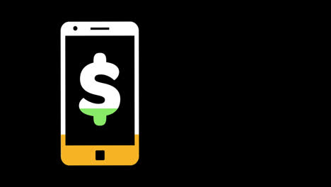 US-dollar-symbol-on-smartphone-screen-filling-up-with-colours-4k