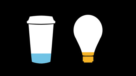 Coffee-cup-and-light-bulb-shapes-filling-up-with-colours-4k