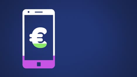 Euro-symbol-on-smartphone-screen-filling-up-with-colours-4k