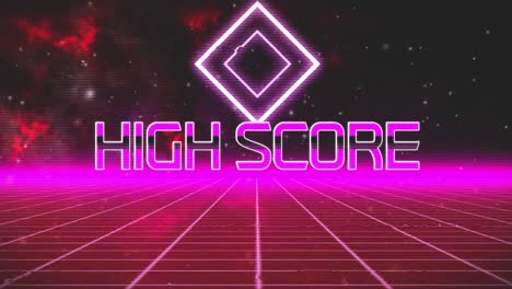 Animation-vintage-video-game-screen-with-words-high-score-written