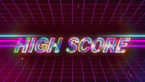 Animation-vintage-video-game-screen-with-words-high-score-written