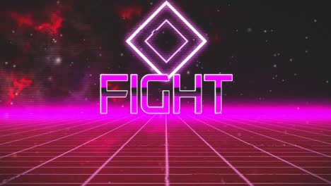 Animation-vintage-video-game-screen-with-word-fight-written