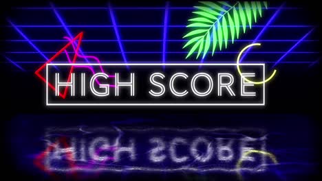 Animation-vintage-video-game-screen-with-flickering-words-high-score-written