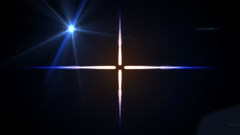 Animation-of-distorted-cross-of-lines-with-moving-star-on-dark-background