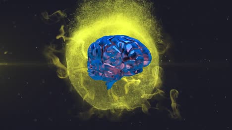 3D-human-brain-rotating-over-glowing-clouds-of-particles-on-background