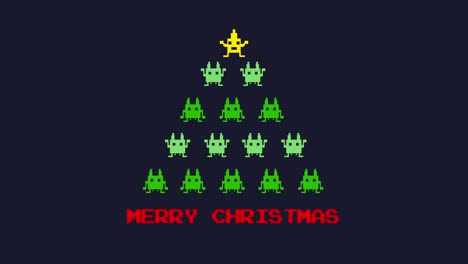 Animación-De-Las-Palabras-Feliz-Navidad-Y-árbol-De-Navidad-Digital-Con-Estrella-Y-Decoración-Navideña