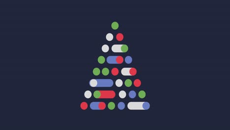 Animation-of-a-digital-Christmas-tree-with-baubles-and-Christmas-decorations-on-grey-background