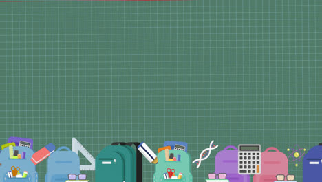 School-icons-moving-against-green-background