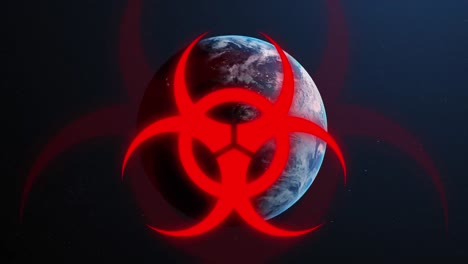 Logo-Coronavirus-über-Dem-Planeten-Erde.