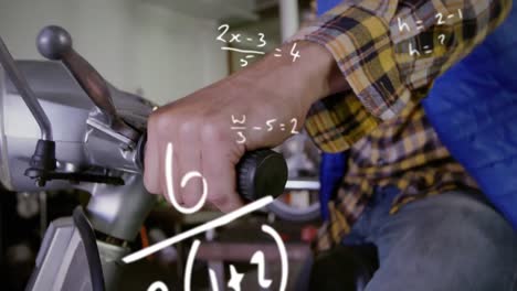 Animation-of-mathematical-equations-with-man-repairing-his-motorbike
