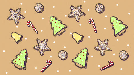 Weihnachtsglocke,-Kekse-Und-Zuckerrohrmusteranimation