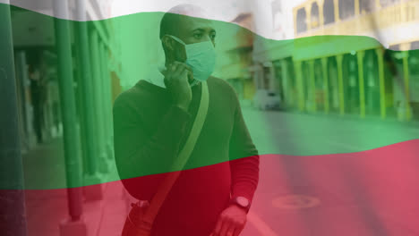 Die-Bulgarische-Flagge-Weht-Gegen-Einen-Mann-Mit-Gesichtsmaske