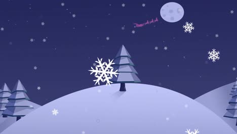 Animation-Einer-Nächtlichen-Winterlandschaft
