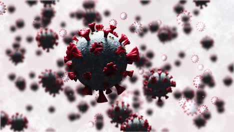 Animation-Von-3D-Makro-Coronavirus-Zellen,-Die-Sich-Auf-Weißem-Hintergrund-Drehen.-Globales-Coronavirus-Covid-19-Pa