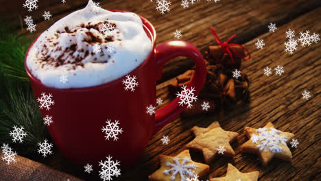 Animation-of-mug-of-hot-chocolate-with-snowflakes