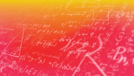 Mathematical-diagrams-and-equations-moving-against-orange-and-yellow-gradient-background