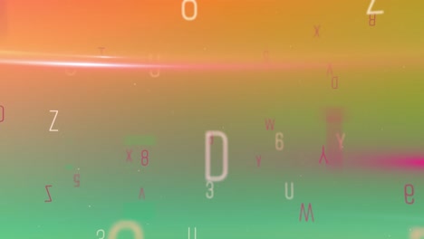 Mehrere-Alphabete-Und-Zahlen-Schweben-Vor-Grünem-Und-Orangefarbenem-Hintergrund