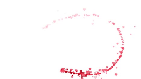 Trail-of-small-red-hearts-flying-around-on-white-background