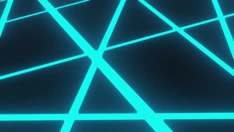 Animation-of-glowing-neon-blue-mesh-moving-on-on-black-background