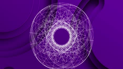 Animation-of-multiple-white-circles-pulsating-on-seamless-loop-on-purple-background