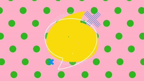 Digital-animation-of-speech-bubble-against-rows-of-dots-on-pink-background