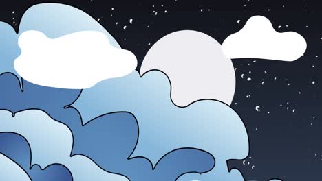 Animation-of-white-clouds-moving-over-stars-on-night-sky
