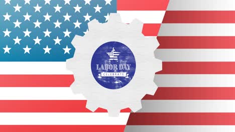 Animation-of-labor-day-celebrate-text-over-cog-and-american-flag