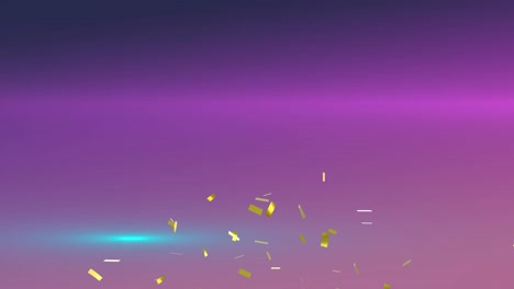 Animation-of-confetti-falling-over-glowing-lights-on-purple-background