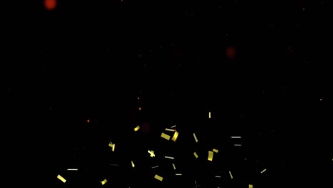 Animation-of-confetti-falling-over-glowing-lights-on-black-background