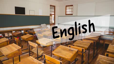 English-text-over-a-banner-against-view-of-empty-classroom-at-school