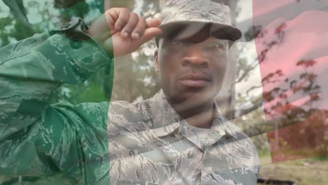 Animation-of-soldier-with-waving-italian-flag