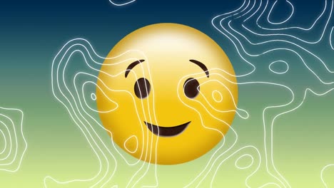 Animation-of-happy-emoji-icon-on-green-background