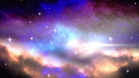 Animation-of-glowing-stars-over-vibrant-coloured-clouds