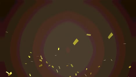 Animation-of-gold-confetti-floating-over-circles-in-background