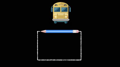 Animation-Des-Schulbusses-Und-Bleistiftzeichnungslinie