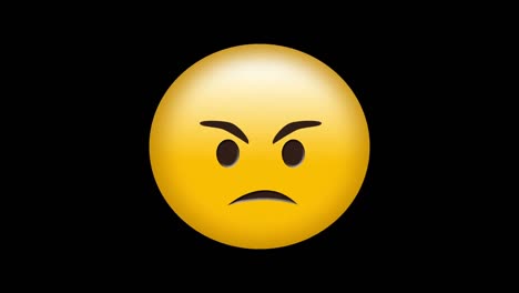 Digital-animation-of-decorative-designs-over-angry-face-emoji-against-black-background