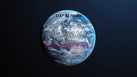Red-stripes-against-stay-at-home-and-pandemic-text-over-globe-on-blue-background