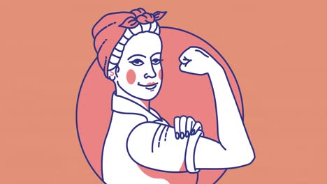 Animation-of-strong-woman,-on-pink-background