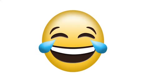 Digital-animation-of-decorative-designs-over-laughing-face-emoji-against-white-background
