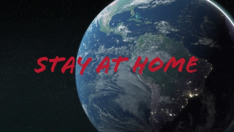 Stay-at-home-and-stay-safe-text-over-globe-against-black-background