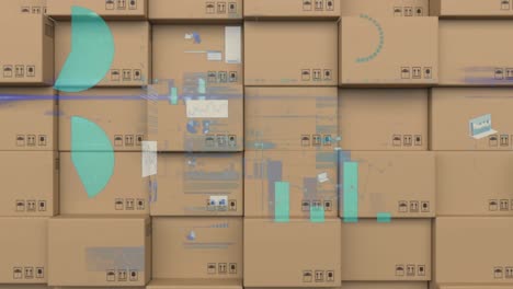 Animation-of-statistics-processing-over-cardboard-boxes