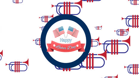 Animation-of-happy-labor-day-text-over-digital-icons-on-white-background