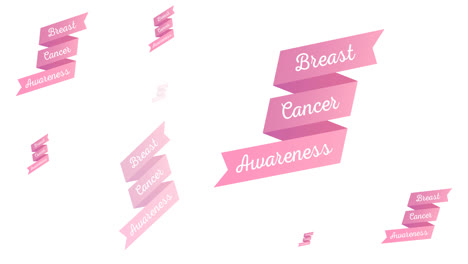 Animation-of-multiple-pink-breast-cancer-text-appearing-on-white-background