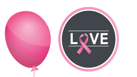 Animation-of-flying-pink-balloon-over-pink-ribbon-logo-and-love-text
