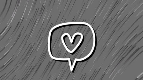 Animation-of-social-media-heart-message-icon-on-grey-background